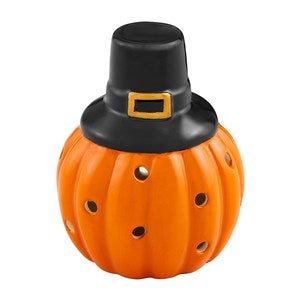 Ceramic Pumpkin Pilgrim Light-Up Sitter for Serveware - 52216