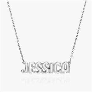 Personalized Bubble Letters Name Necklace - Sterling Silver - 52218D-S