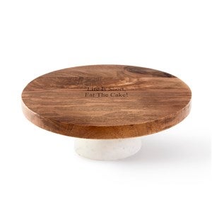 Engraved Reversible Wooden Cake Pedestal and Chip  Dip Server - 52230
