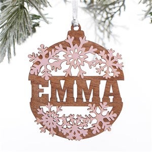 Kittenish Engraved Wood Snowflake Ornament - Pink - 52236-P