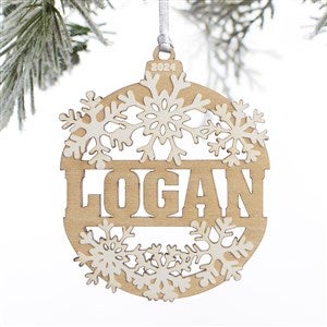 Kittenish Engraved Wood Snowflake Ornament - White - 52236-W
