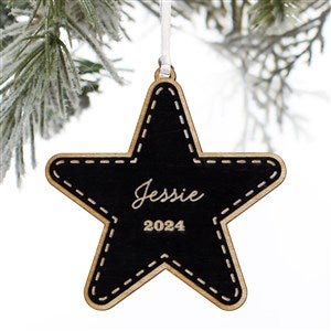 Kittenish Engraved Star Ornament - Black - 52237-BLK