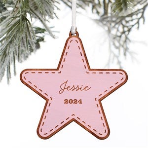 Kittenish Engraved Star Ornament - Pink - 52237-P
