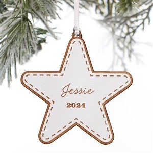 Kittenish Engraved Star Ornament - White - 52237-W