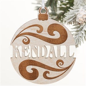 Kittenish Engraved Wood Bulb Ornament - White - 52243-W