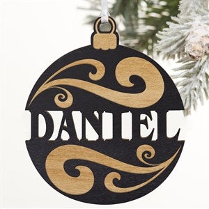 Kittenish Engraved Wood Bulb Ornament - Black - 52243-BLK