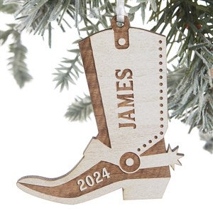Kittenish Engraved Wood Cowgirl Boot Ornament - White - 52249-W