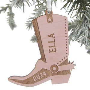 Kittenish Engraved Wood Cowgirl Boot Ornament - Pink - 52249-P