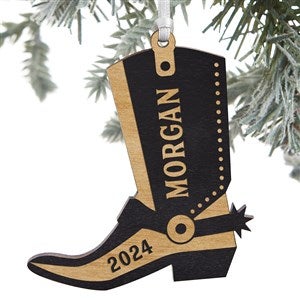 Kittenish Engraved Wood Cowboy Boot Ornament - Black - 52249-BLK