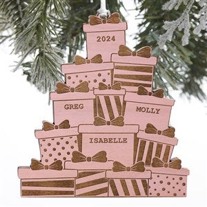 Kittenish Engraved Wood Presents Tower Ornament - Pink - 52250-P