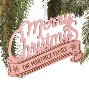 Kittenish Engraved Wood Merry Christmas Ornament - Pink - 52253-P