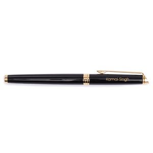Engraved Waterman Hemisphere Black and Gold Rollerball Pen - 52276