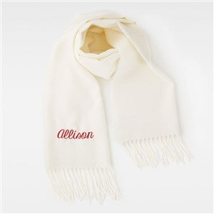 Kittenish Embroidered Soft Fringe Scarf in Solid Creme - 52298-CRM