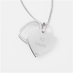 Kittenish Engraved Sterling Silver Pave Heart Swing Necklace
