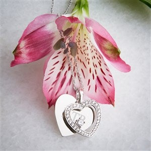 ♡クリフォード♡ページ Kittenish Engraved Sterling Silver Pave Heart Swing Necklace