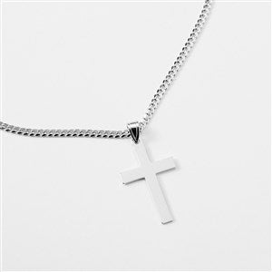 Kittenish Engraved Sterling Silver Cross Necklace - 52318