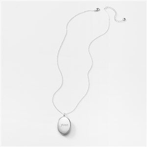Kittenish Engraved Sterling Silver Oval Locket - 52327