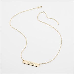 Kittenish Engraved Gold Bar Necklace - 52331