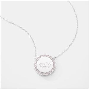 Kittenish Engraved Silver Pave Round Sliding Locket - 52334