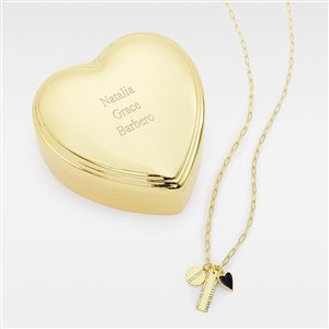 Engraved Heart Box and Multi Charm Demi Fine Necklace Set - 52340