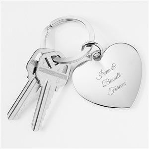 Kittenish Engraved Classic Silver Heart Keychain - 52344