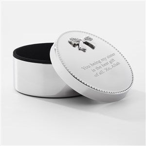 Kittenish Engraved Crystal Bow Round Keepsake Box - 52345