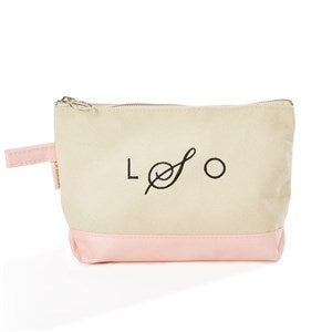 Kittenish Embroidered Metallic Pink Cosmetic Bag - 52348