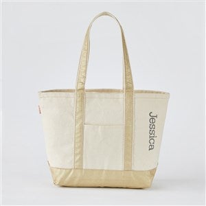 Embroidered Medium Classic Gold Tote - Side Text - 52350-Side