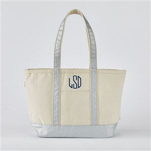 Kittenish Embroidered Metallic Silver Tote - Centered Text - 52352-Center
