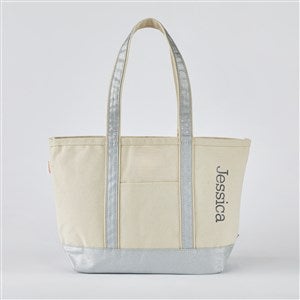 Kittenish Embroidered Medium Classic Silver Tote - Side Text - 52353-Side