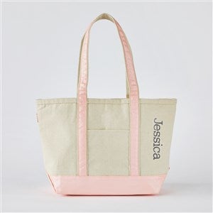 Kittenish Embroidered Pink Metallic Tote - Side Text - 52356-Side
