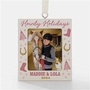 Kittenish Personalized Howdy Holidays Frame Ornament - 52360