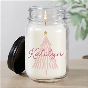 Kittenish Personalized Pink Holiday Tree Candle - 52365