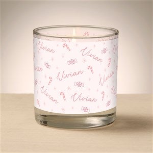 Kittenish Printed Pink Candy Glass Candle with Name - 52366