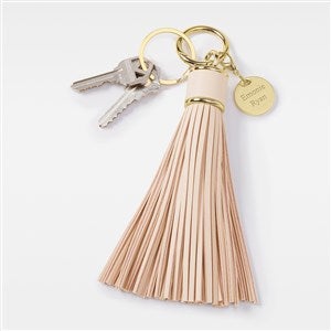 Kittenish Engraved Blush Leather Tassel Keychain  Bag Tag - 52370