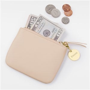 Engraved Blush Leather Card  Coin Purse - 52374
