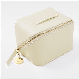 Kittenish Engraved Small Cream Leather Beauty Case - 52381