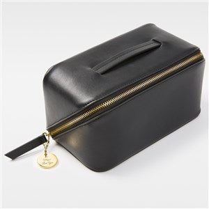 Kittenish Engraved Large Black Leather Beauty Case - 52385