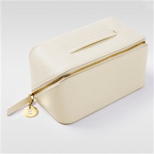 Kittenish Engraved Large Cream Leather Beauty Case - 52386