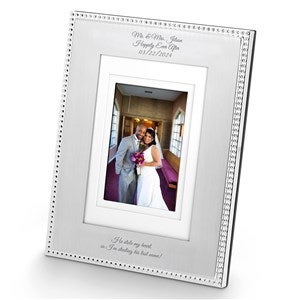 Kittenish Engraved Silver Beaded Picture Frame - 5x7 - Vertical - 52395-V