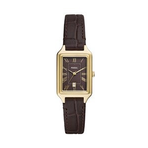 Engraved Fossil Raquel Gold and Brown Croco Leather Watch - 23MM - 52448