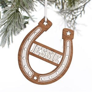 Kittenish Engraved Horseshoe Ornament - White - 52502-W