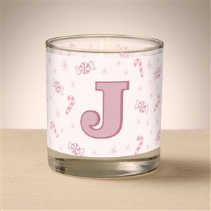 Kittenish Personalized Pink Candy Glass Candle with Initial - 52514