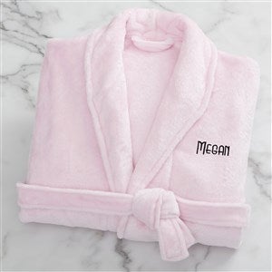 Kittenish Embroidered Fleece Robe in Pink - 52540-P