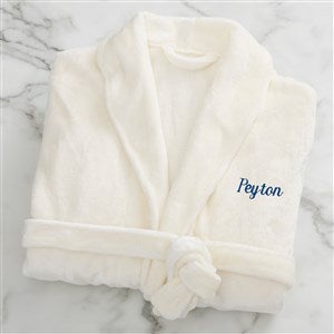 Kittenish Embroidered Fleece Robe in Ivory - 52543-I