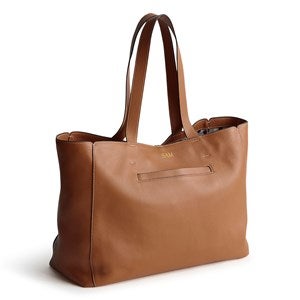 Debossed Vera Bradley Leather Hathaway Tote in Roasted Pecan - 52660