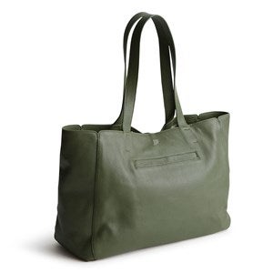 Debossed Vera Bradley Leather Hathaway Tote in Bronze Green - 52661