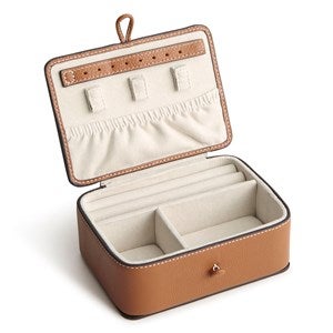 Debossed Vera Bradley Leather Jewelry Box in Roasted Pecan - 52662