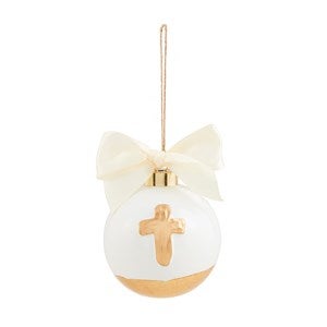 Gold Cross Hand-Painted Ball Ornament - 52715