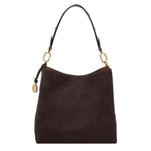 Engraved Fossil Jessie Brown Suede Bucket Shoulder Bag - 52895